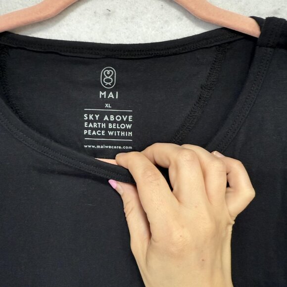 MAI Shirt Mens XL Black Long Sleeve Adaptive Side Snap Crewneck Pocket Tee Soft - Picture 6 of 15